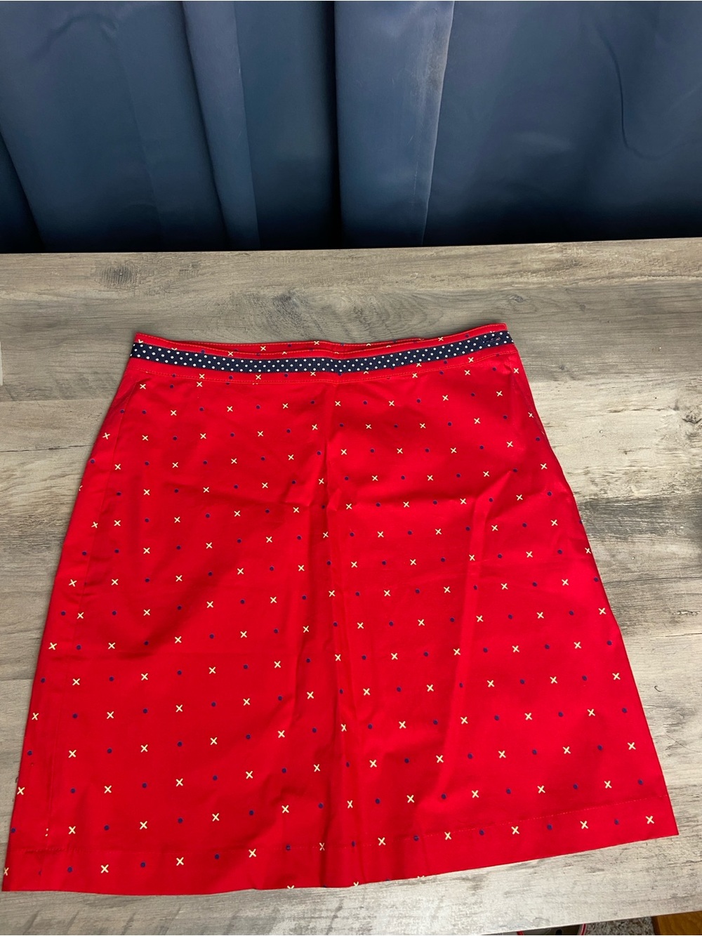 NWT BROOKS BROTHERS‎ Girls Sz 14 Red A-Line Skirt with Navy Trim 97% Cotton